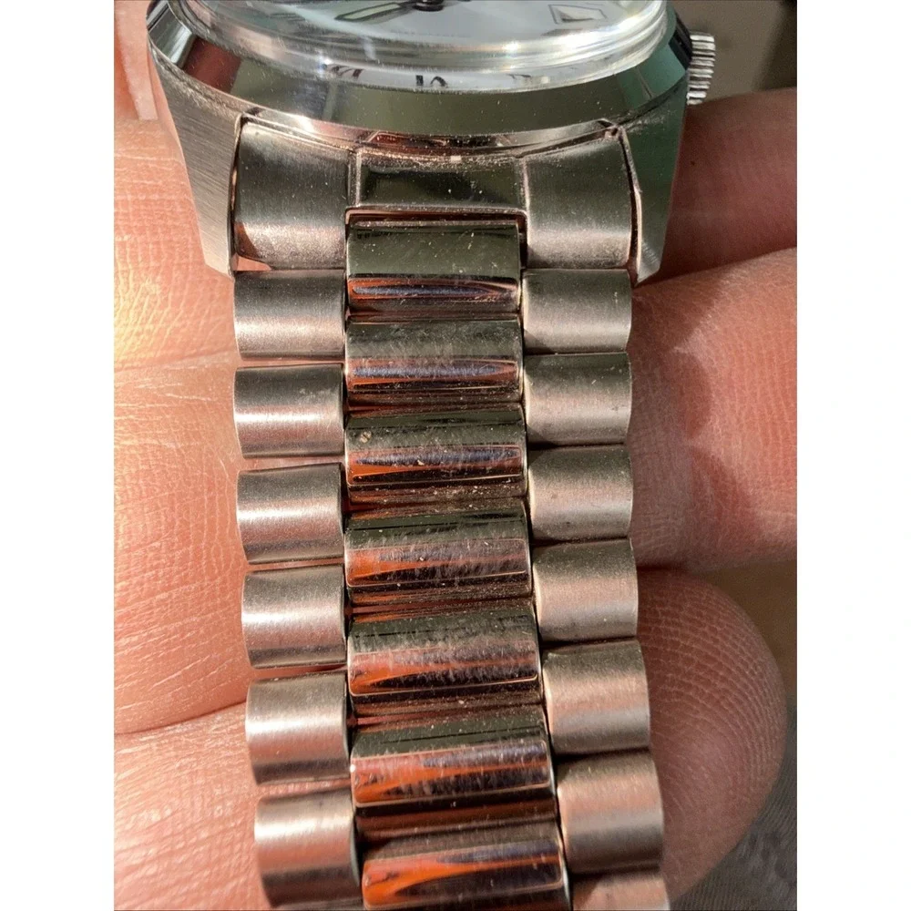 36mm Timon Int 7522/4 Automatic Watch 17 Jewels Date White Dial Presid Bracelet - Picture 2 of 11